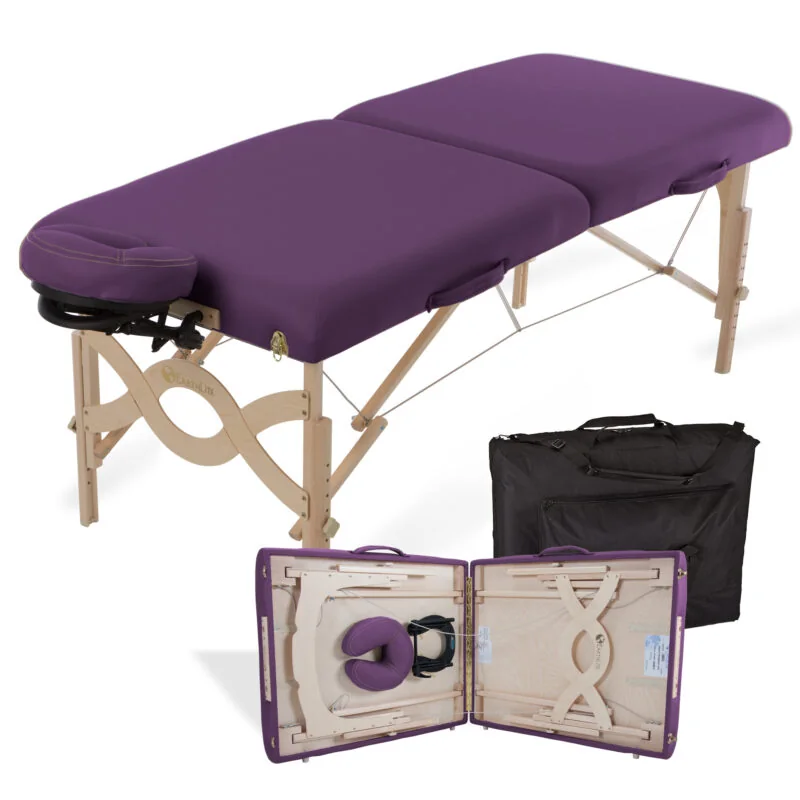 Earthlite Avalon XD Flat — vlakke bank met tas en ingeklapte constructie