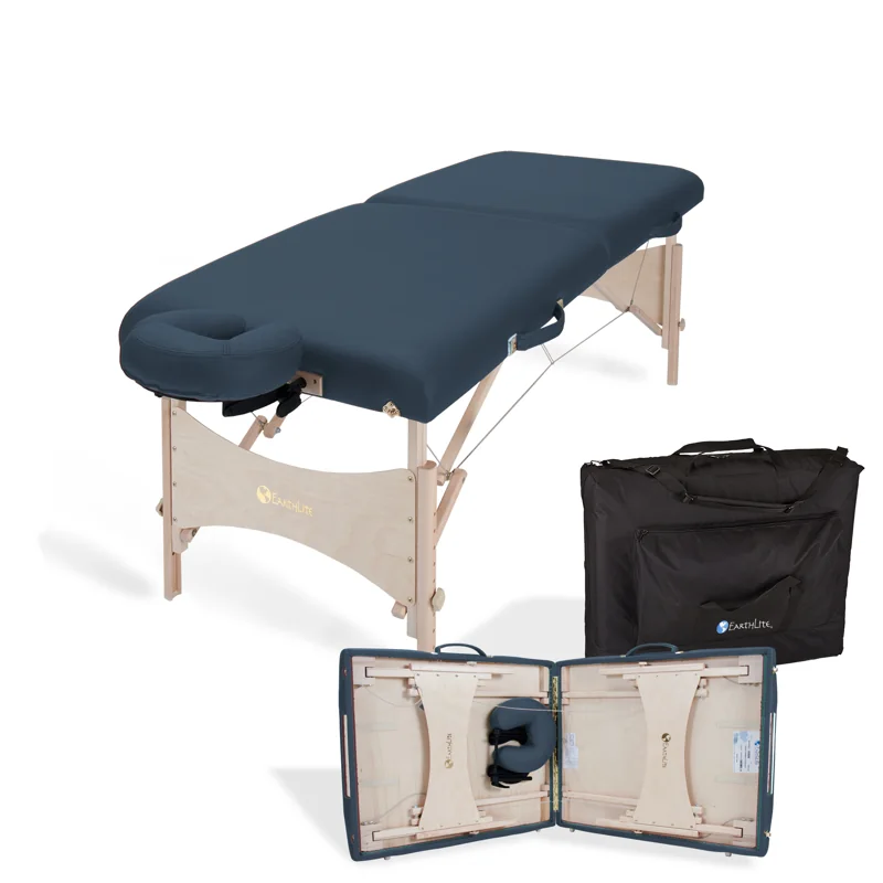 Earthlite Harmony Reiki DX — opgestelde bank, draagtas en ingeklapte vorm