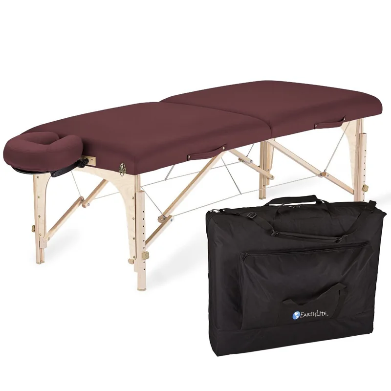 Earthlite Harmony Reiki DX — donkerrode uitvoering met hoofdsteun en tas