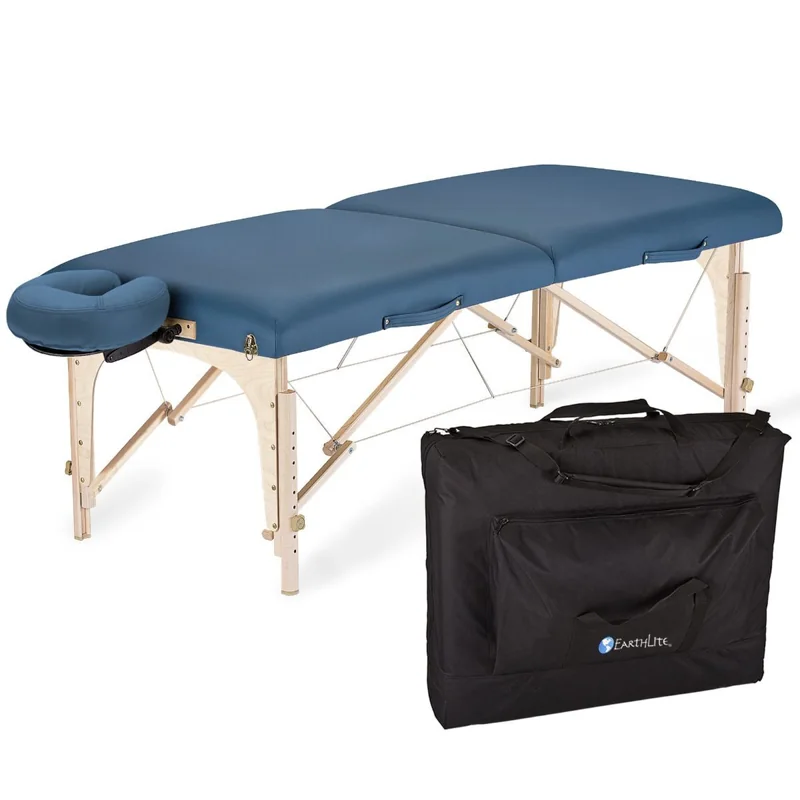 Earthlite Harmony Reiki DX — blauwe uitvoering met hoofdsteun en tas