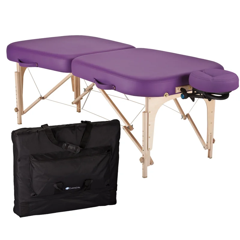 Earthlite Infinity Reiki — zandlopervormige bank met hoofdsteun en tas
