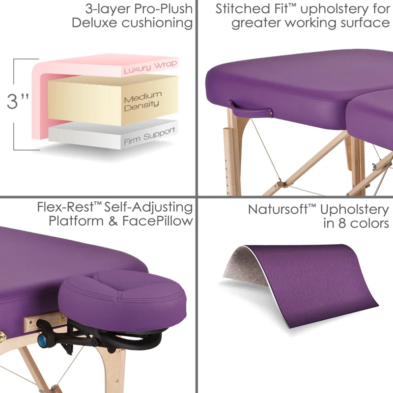 Earthlite Infinity Reiki — details van kussenopbouw, rondingen en hoofdsteun