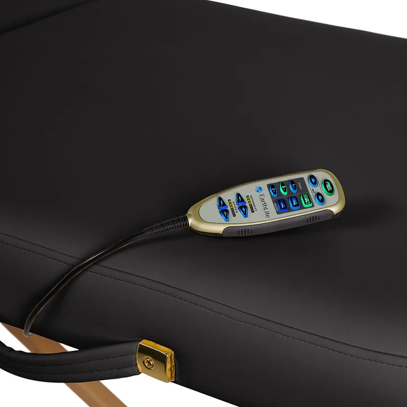 Earthlite Vibra-Therm — detail van de bedieningsmodule en het ligvlak